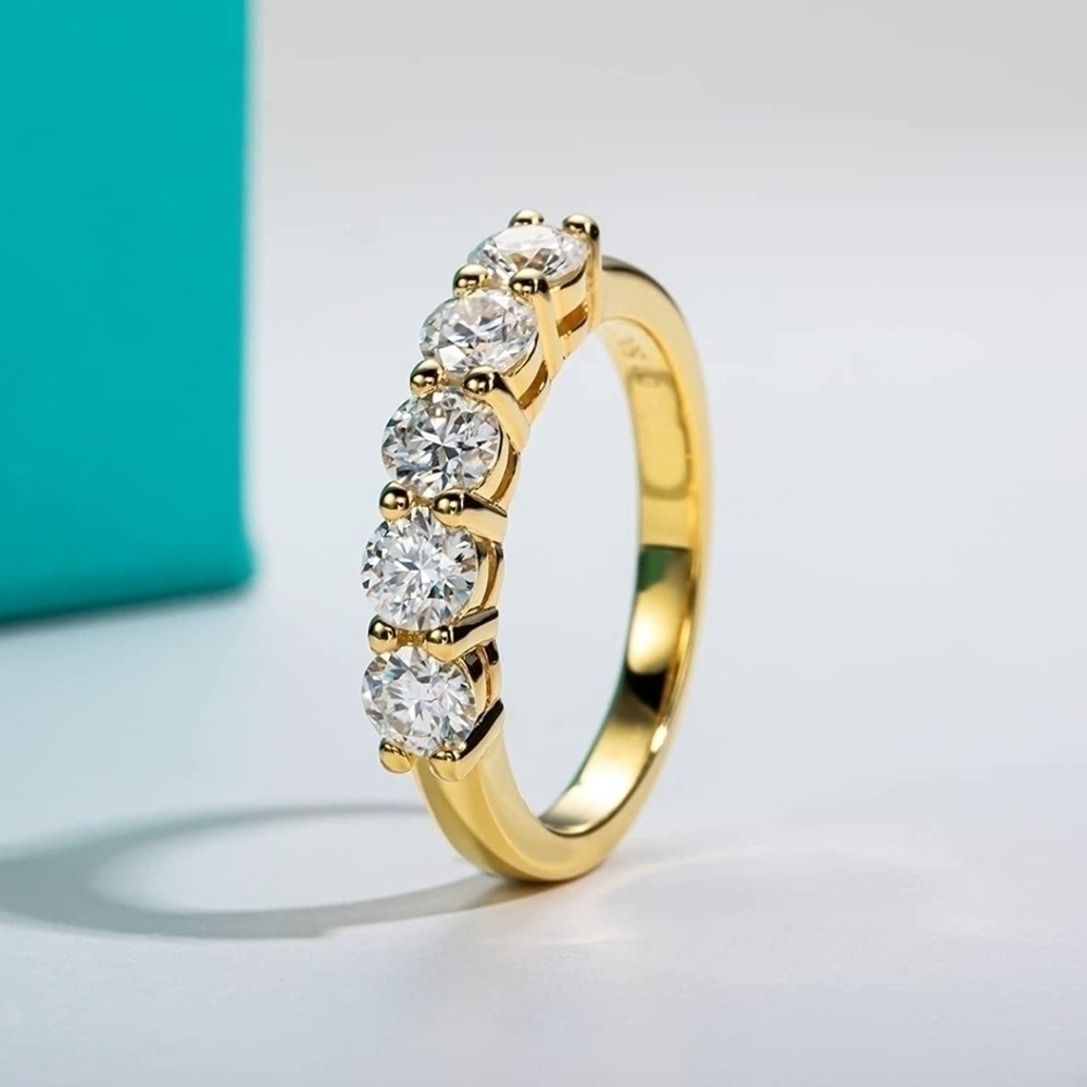 Certified 14k Yellow Gold 1.50ct Diamond Ring Engagement Moissanite 925 Wedding